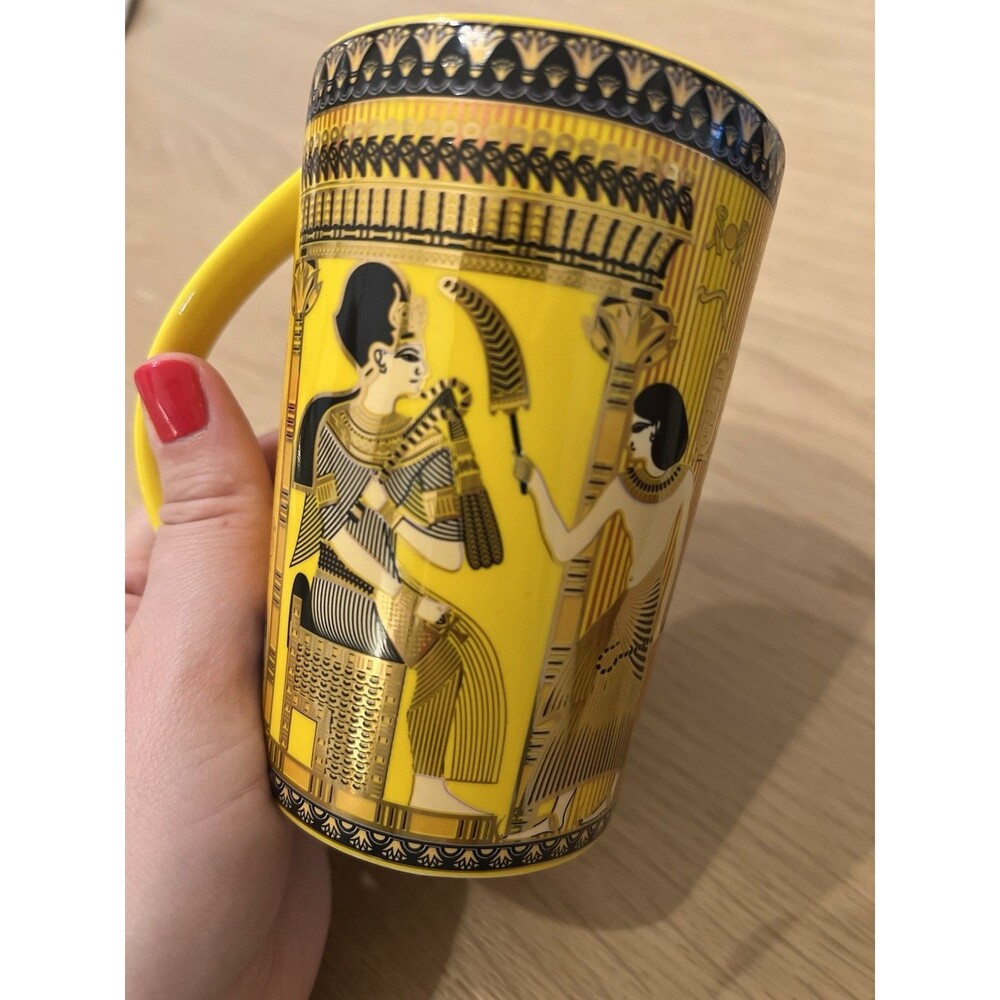 Fathy Mahmoud Fine Egyptian Tableware Coffee Tea Mug Gold Black & Yellow